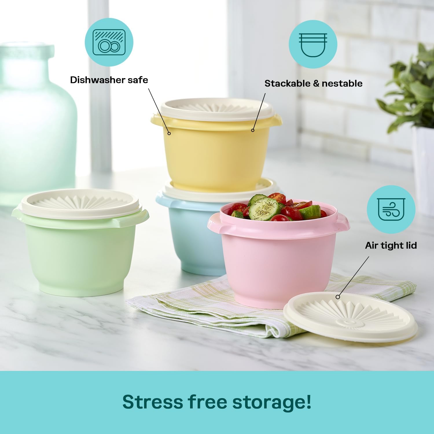 🥣Pastel Color Airtight Food Storage Bowls