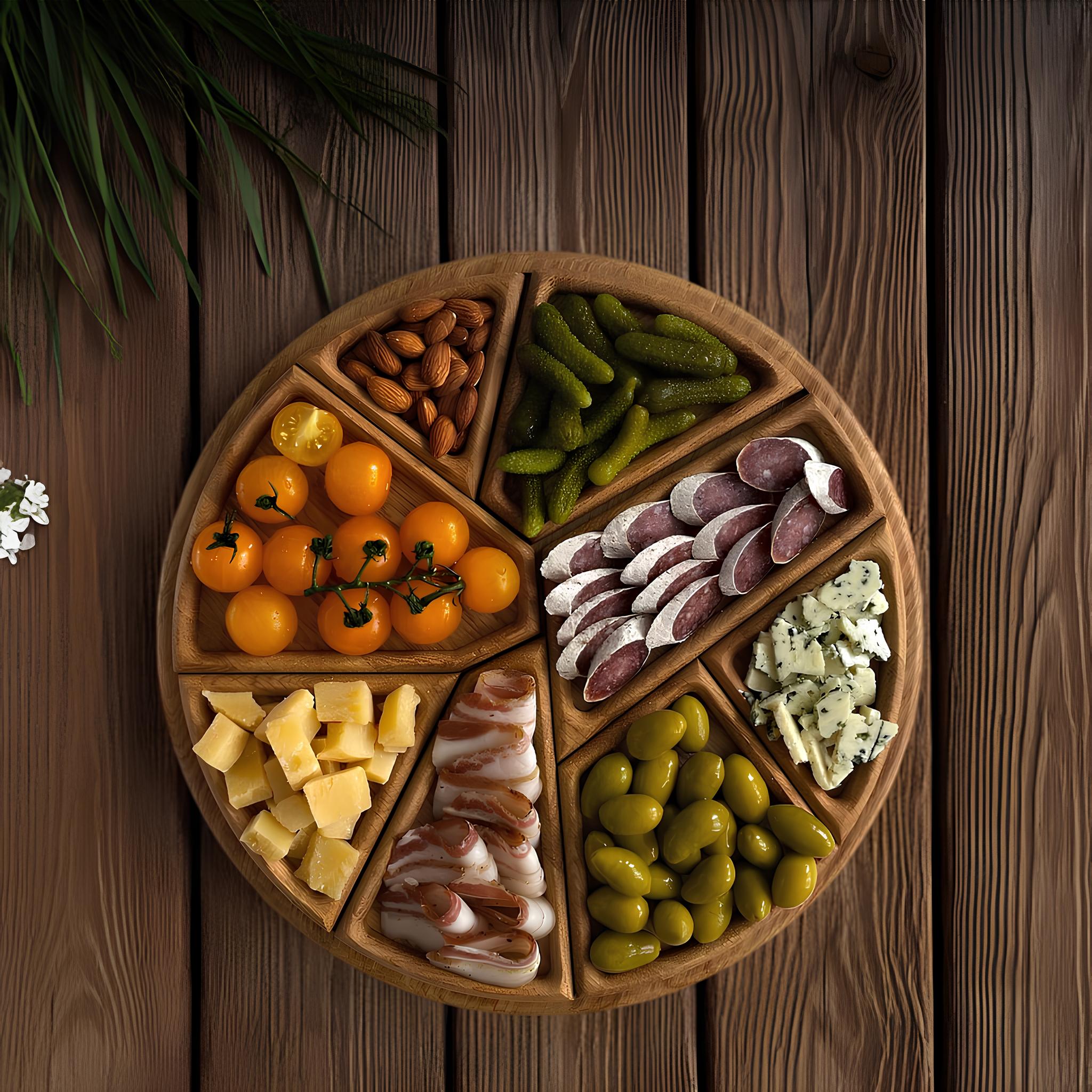 ​🏆Hot Sale⚡Puzzle Serving Tray - Wood with Removable Compartments