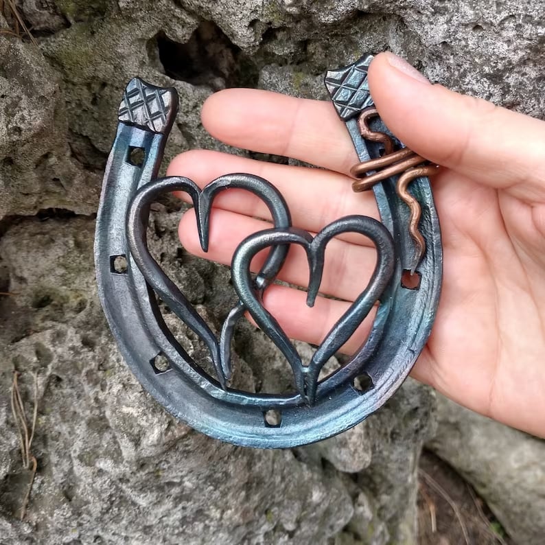 Forged handmade horseshoe-iron anniversary gifts