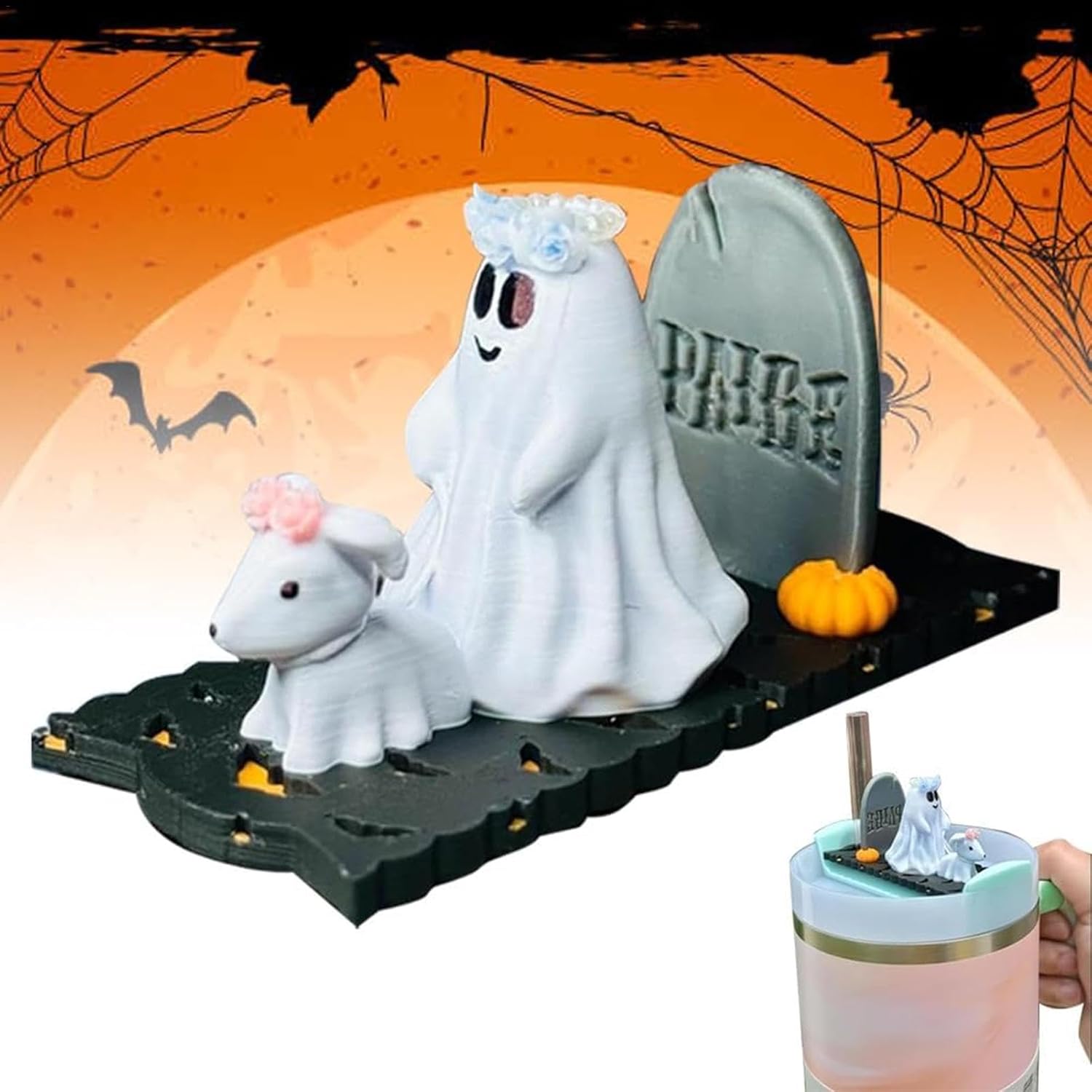 🔥Hot Sale 49% OFF- 👻40oz Lid White Ghost Walking Dog Topper