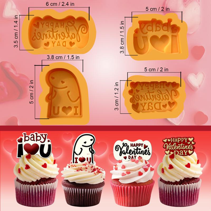 Valentine's Day Flork I Love You 4-Piece Set Food-Grade Non-Toxic Silicone Molds