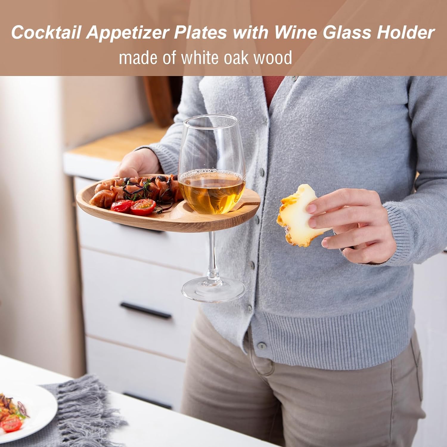 Wine Appetizer Plates, Cocktail Plate with Glass Holder,