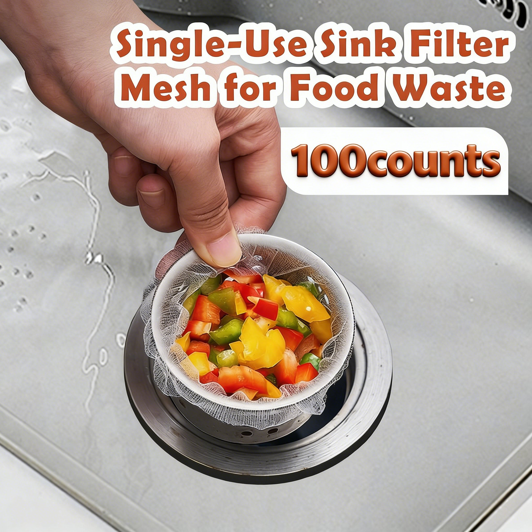 100 Counts Disposable Dishwashing Sink Drain fine mesh strainer Mesh Bag