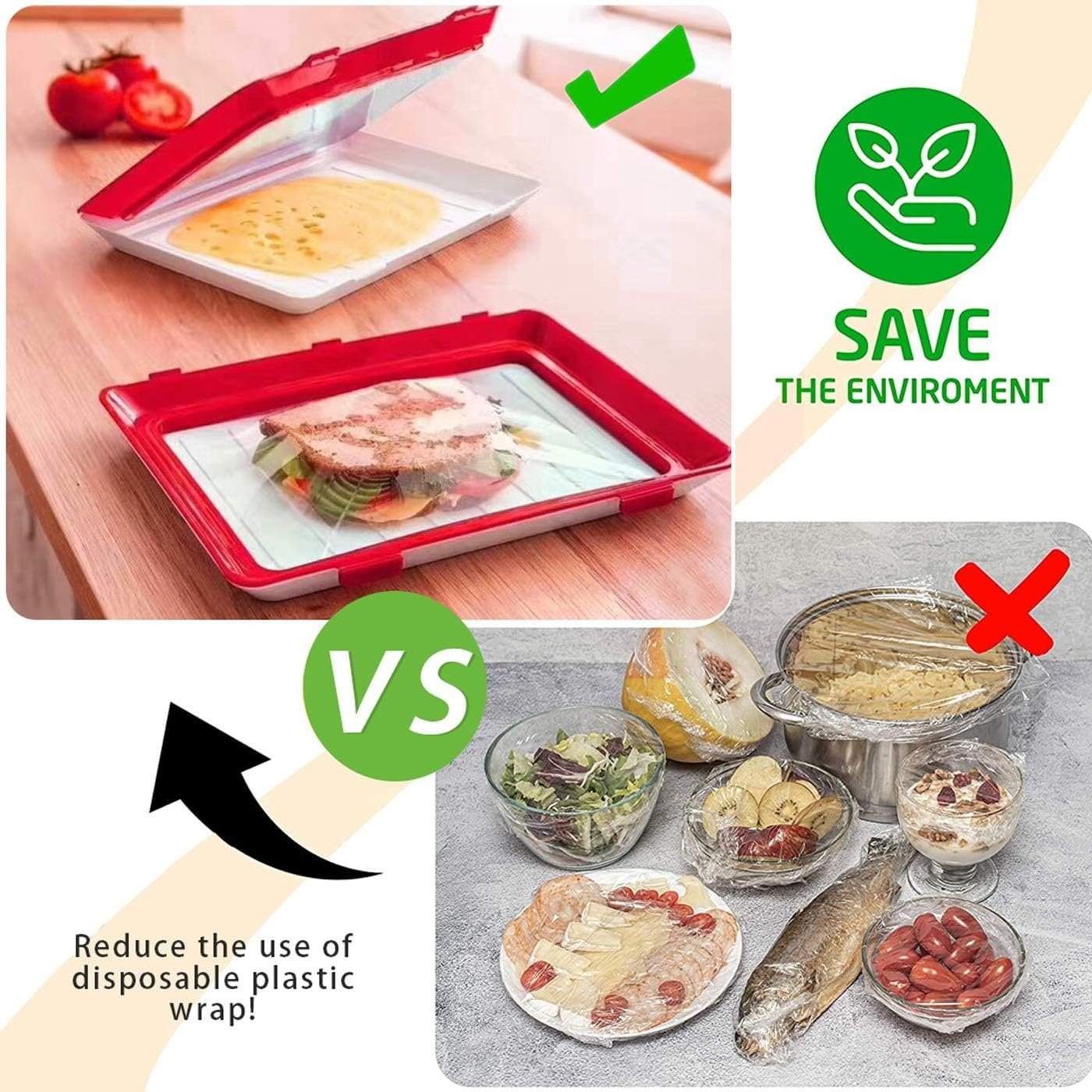 Environmentally friendly design - Reusable Food Preserving Tray🥰