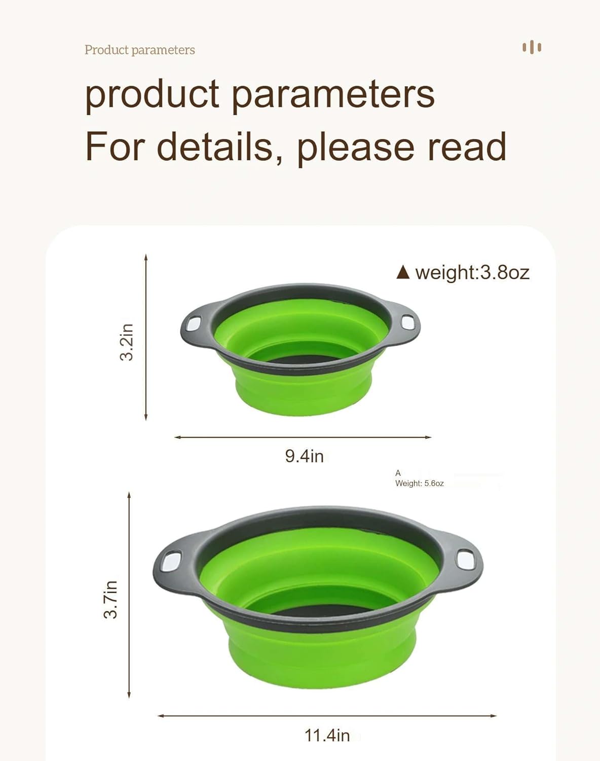 🌟 Foldable Round Colander with Self-Draining Base & Wiper Scraper 