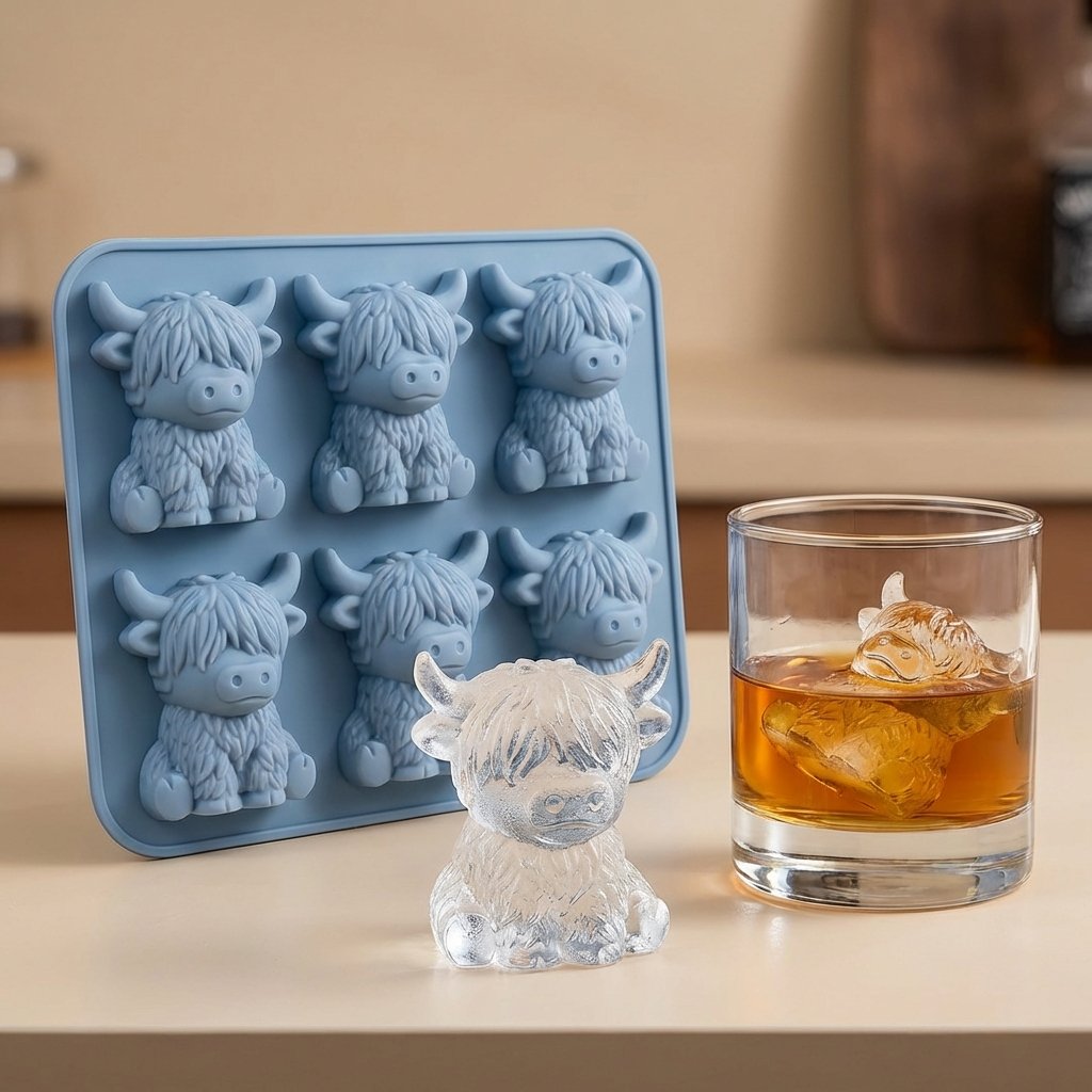 🐮 Mini Highland Cow Ice Cube Mold – Cute 3D Ice for Drinks, Parties & Gifts🔥