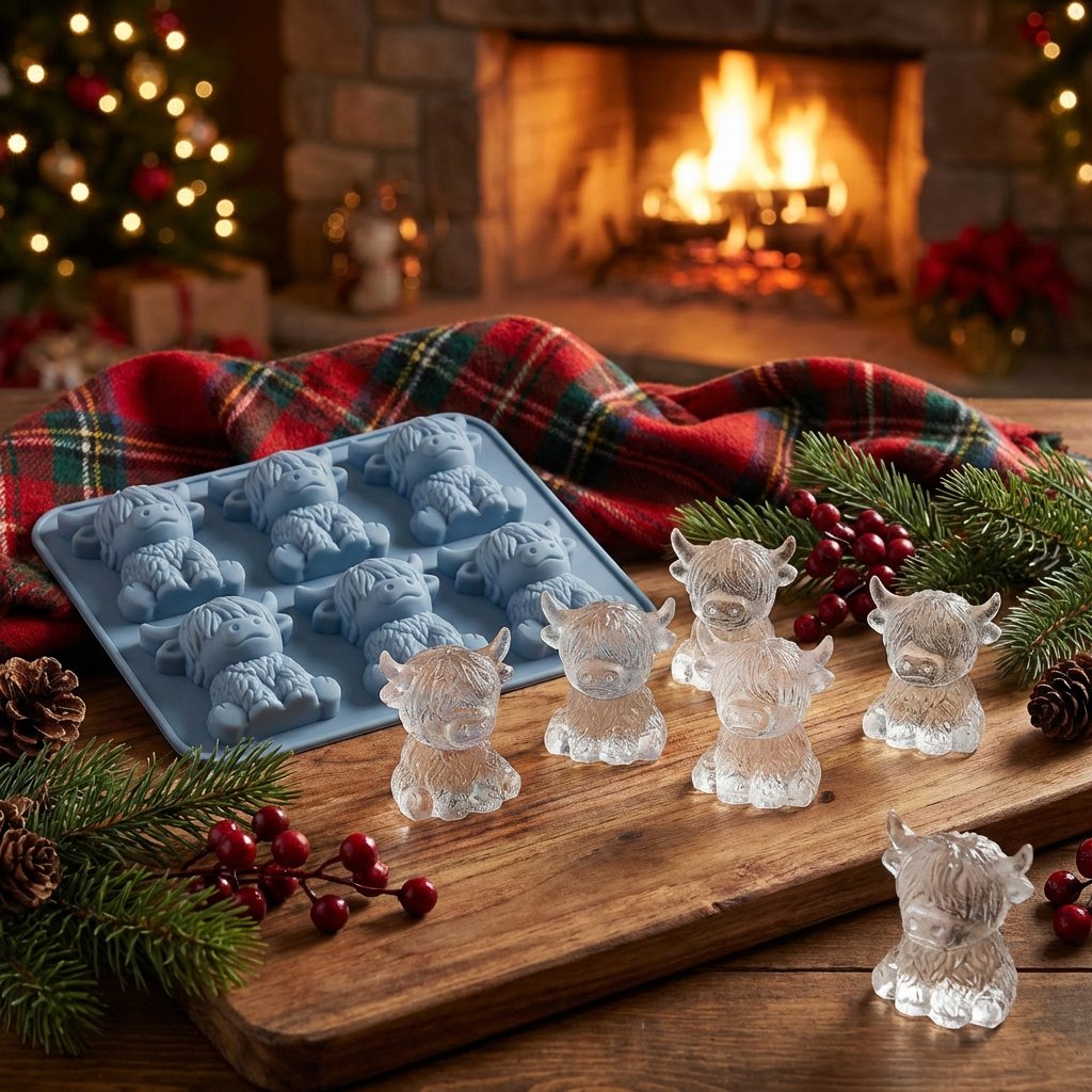 🐮 Mini Highland Cow Ice Cube Mold – Cute 3D Ice for Drinks, Parties & Gifts🔥