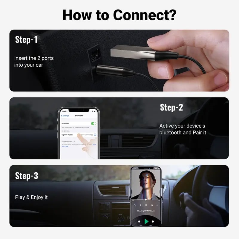 🔥Hot Sale 49% OFF🌟 Aux to Bluetooth 6.0 Car external Bluetooth receiving device