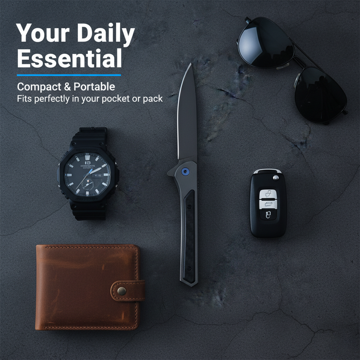 Apex Carbon Fiber EDC Folding Knife | 3.5" Drop Point Blade | Ultra-Light Aluminum Handle