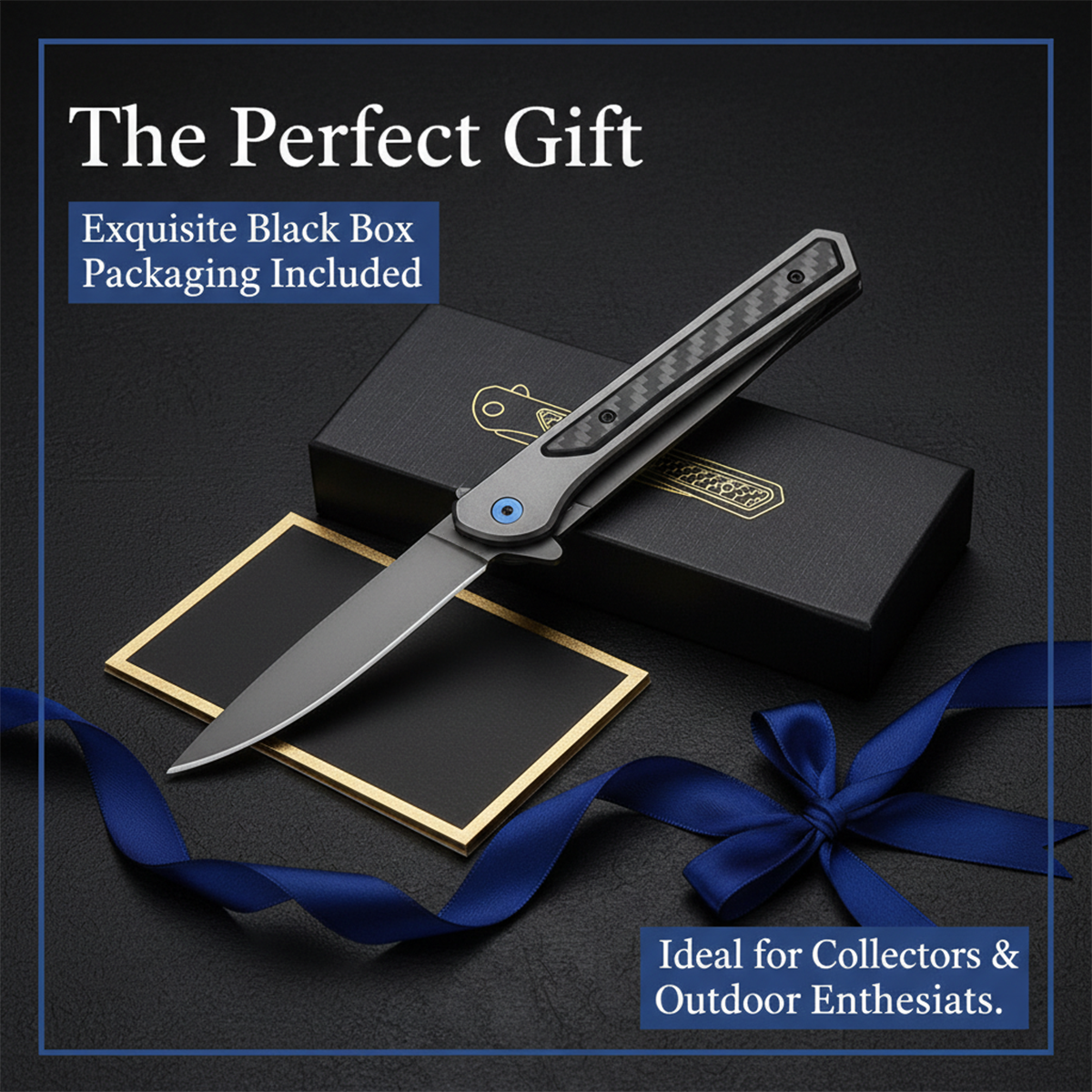 Apex Carbon Fiber EDC Folding Knife | 3.5" Drop Point Blade | Ultra-Light Aluminum Handle