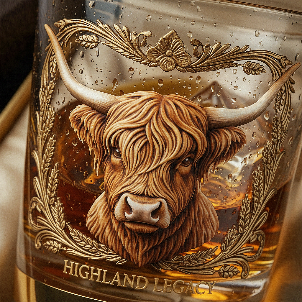 The Highland Legacy™: Premium Bull Relief Whiskey Glass Gift Set - 10oz