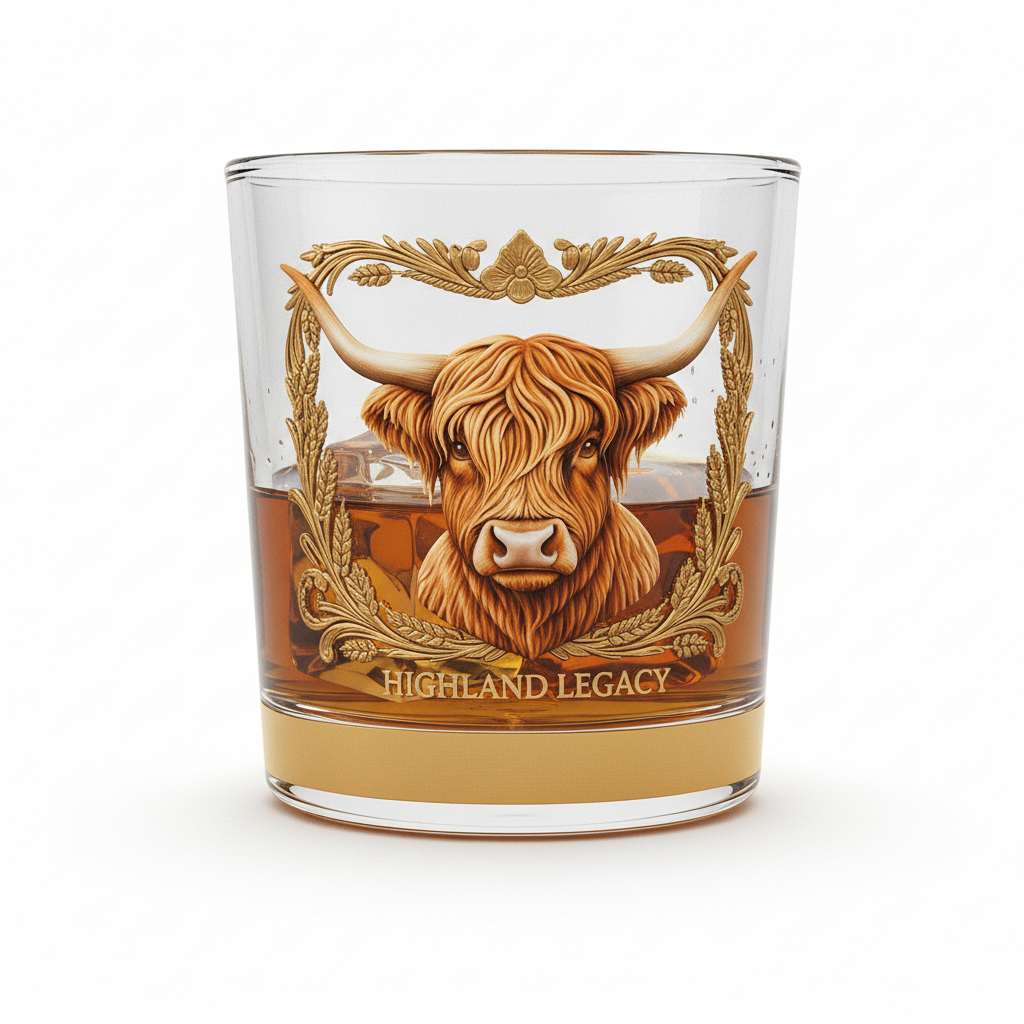 The Highland Legacy™: Premium Bull Relief Whiskey Glass Gift Set - 10oz