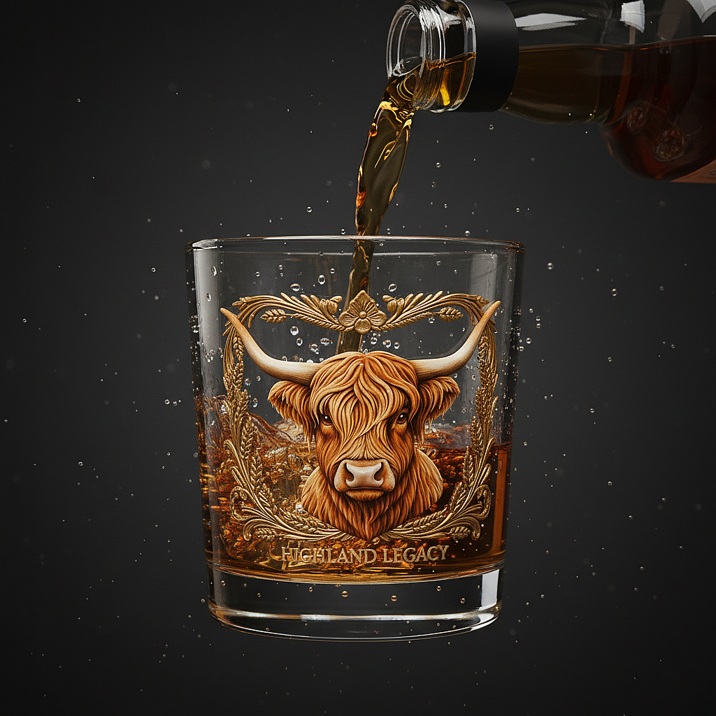 The Highland Legacy™: Premium Bull Relief Whiskey Glass Gift Set - 10oz