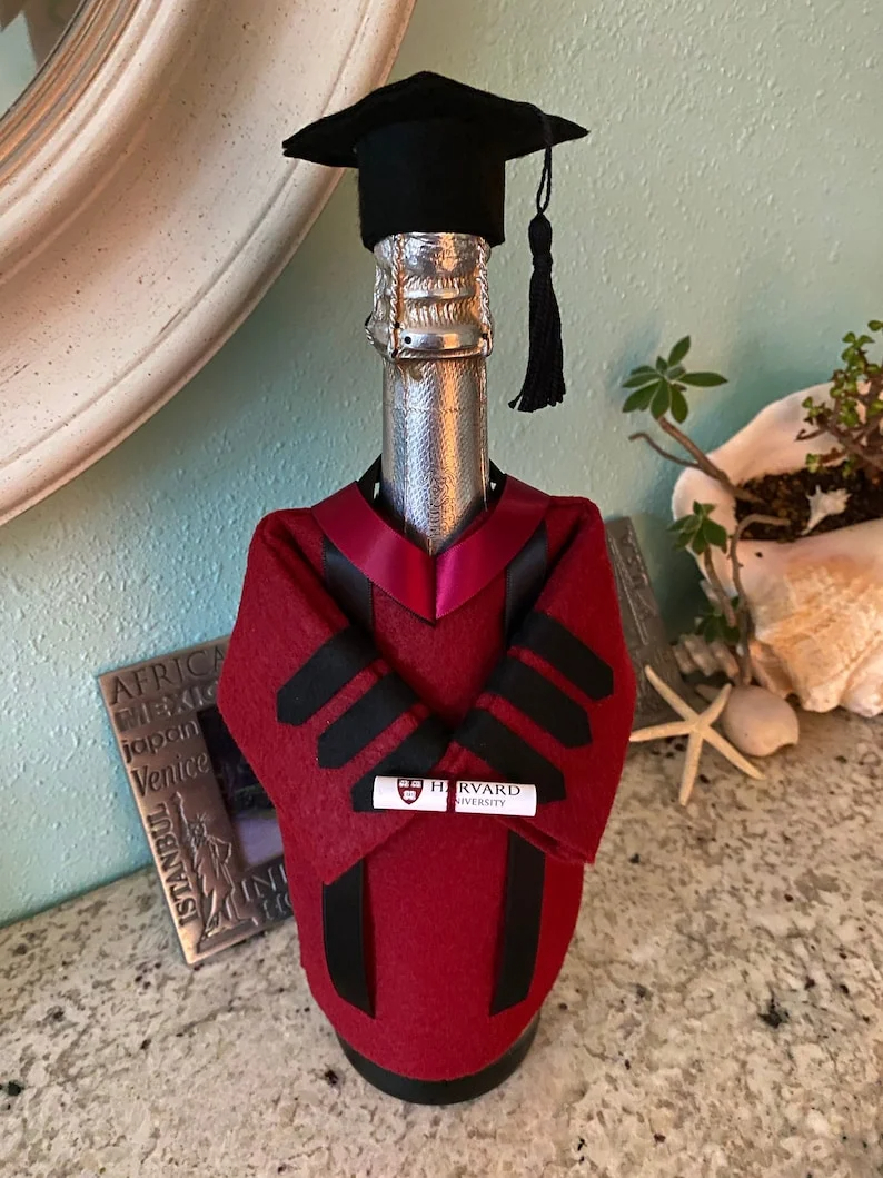 Graduation Cap and Gown bottle cover
