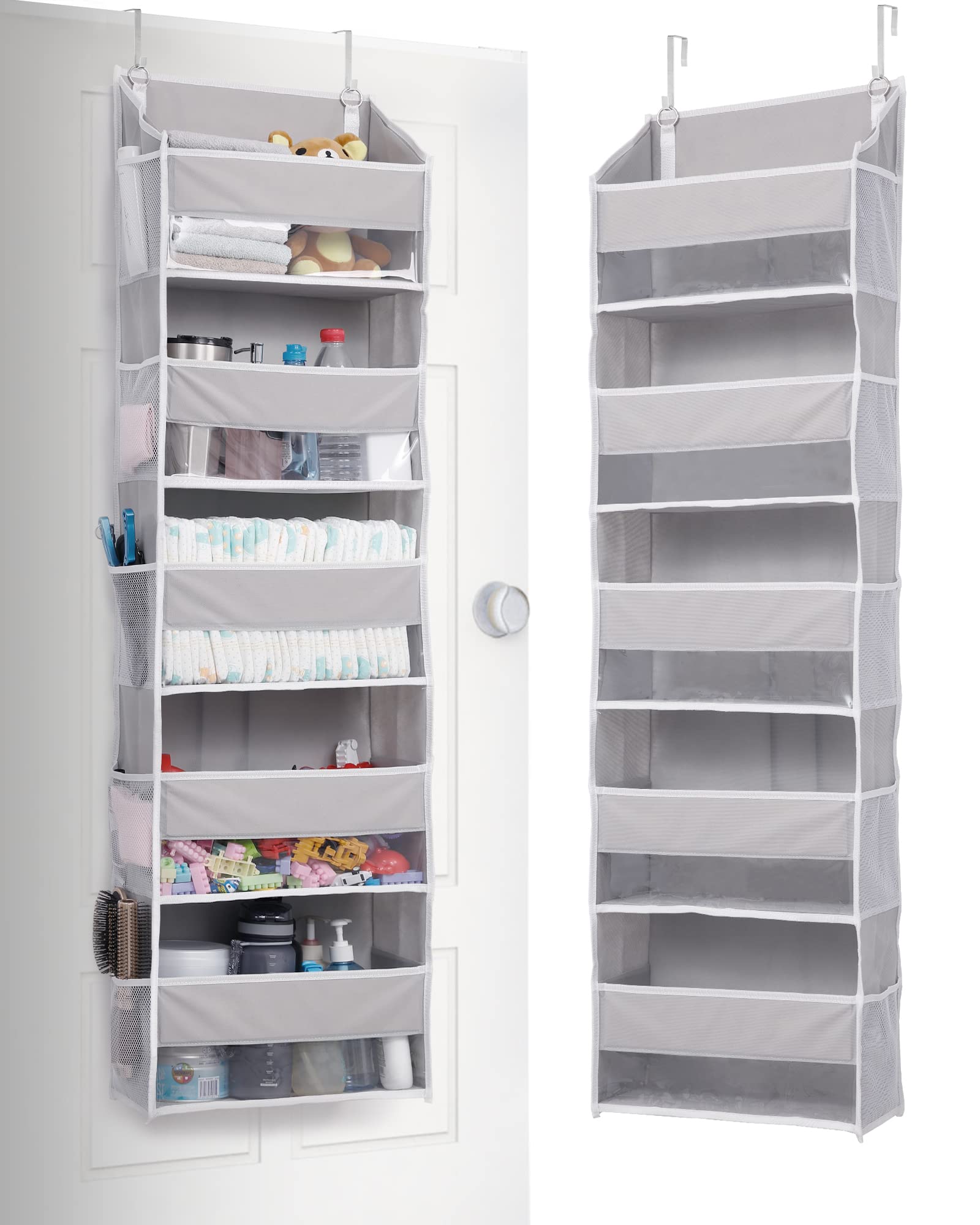 Over Door Organizer with 5 Large Pockets 10 Mesh Side Pockets,Hanging Storage Organizer