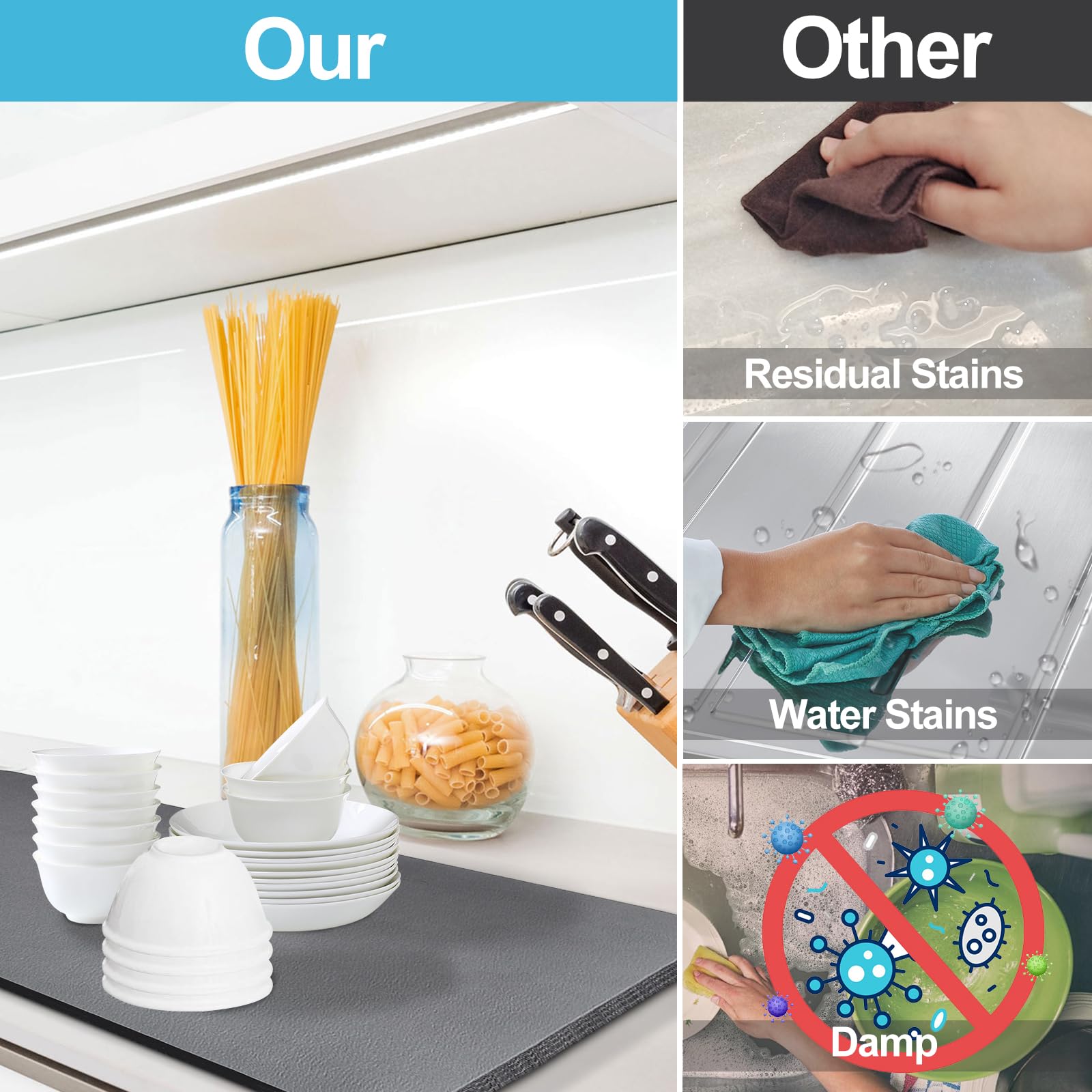 Dish Drying Mat for Kitchen Counter,