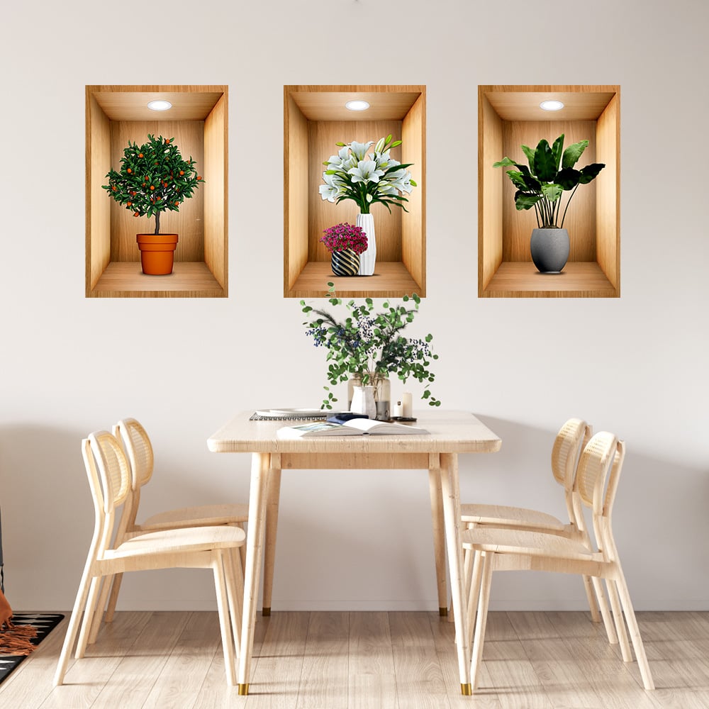 3D Flowers Vase Wall Sticker