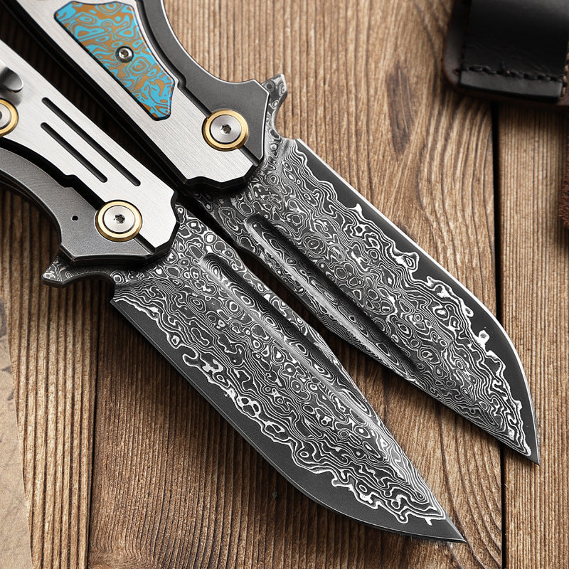 "The Titan" Premium Damascus Folding Knife – CT4 Titanium Alloy Handle with VG10 Core | High-End EDC Pocket Knife