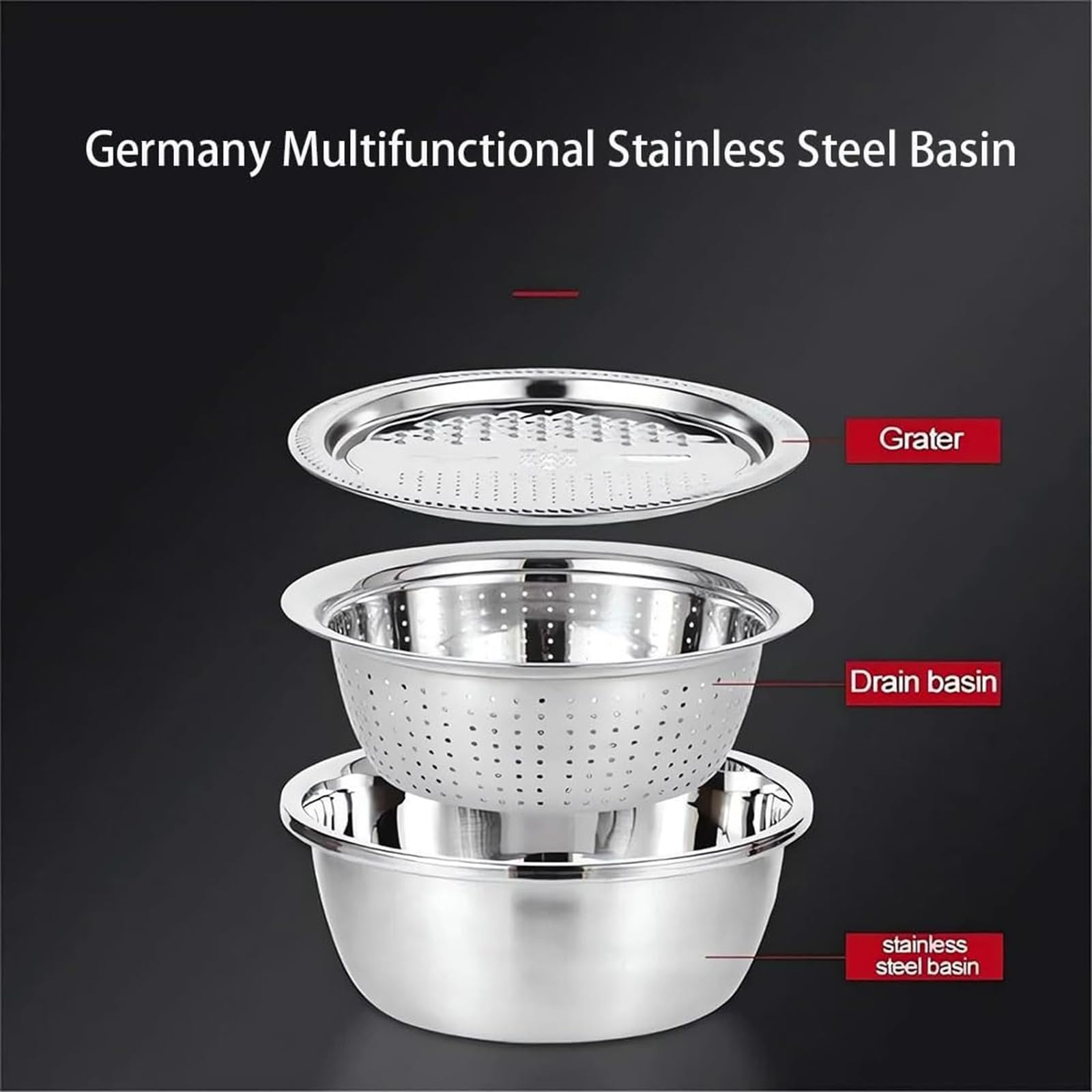 🔥Hot Sale 50% Off - 3-in-1 Multifunctional Stainless Steel Basin Set