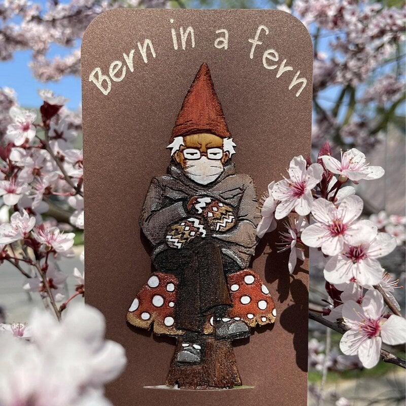 Bern in a fern 🍄Grumpy Bernie Gnome Plant/Garden Wood Stake