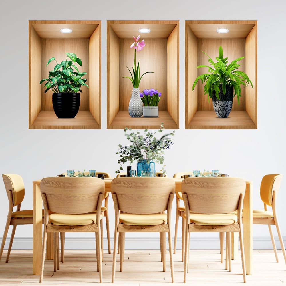 3D Flowers Vase Wall Sticker