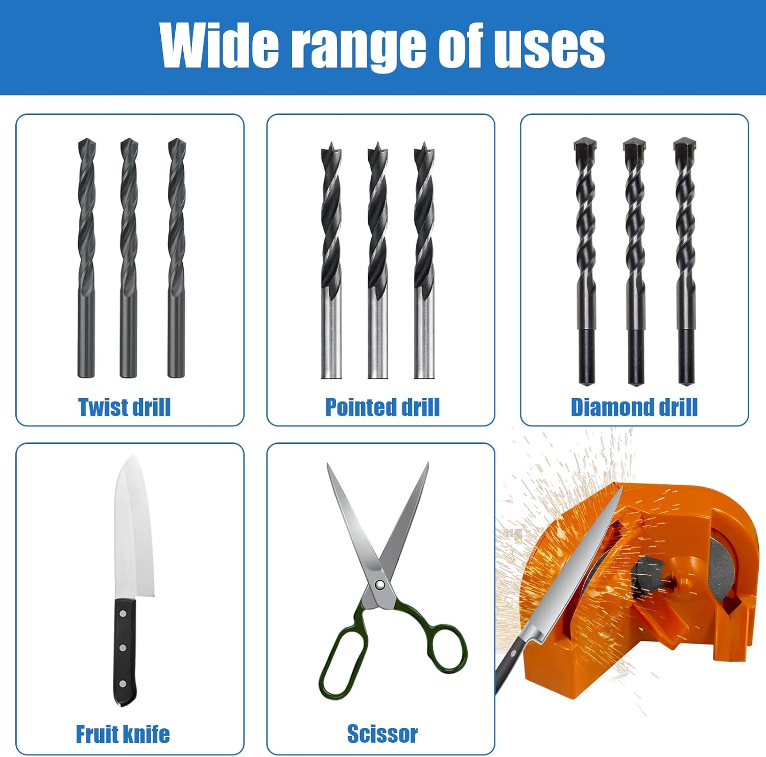 Multipurpose drill sharpener