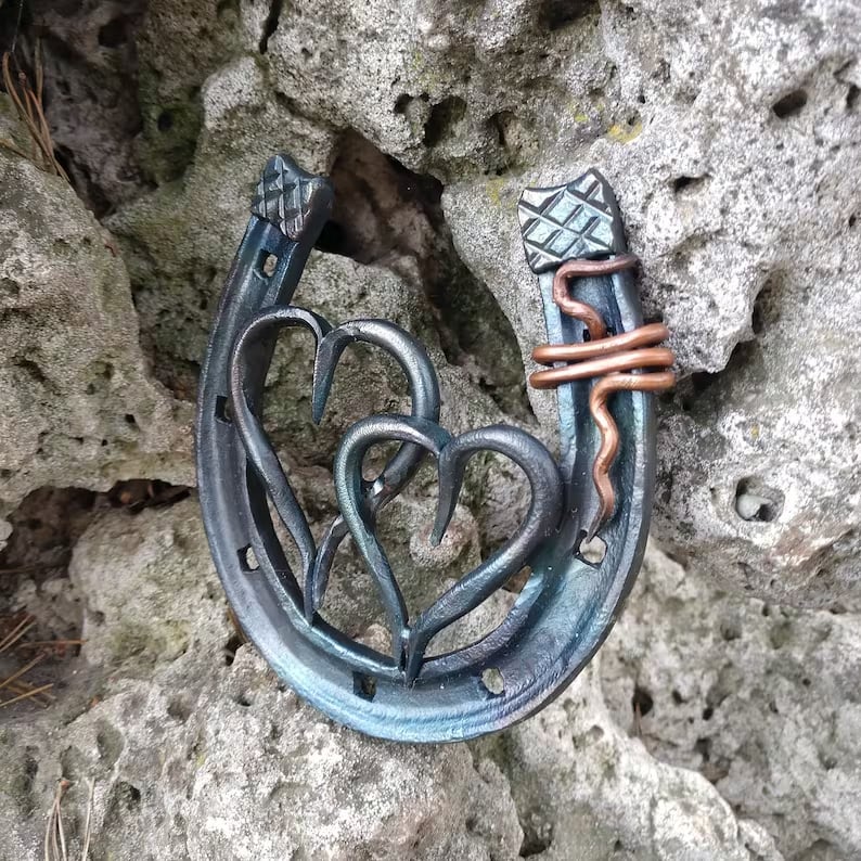 Forged handmade horseshoe-iron anniversary gifts