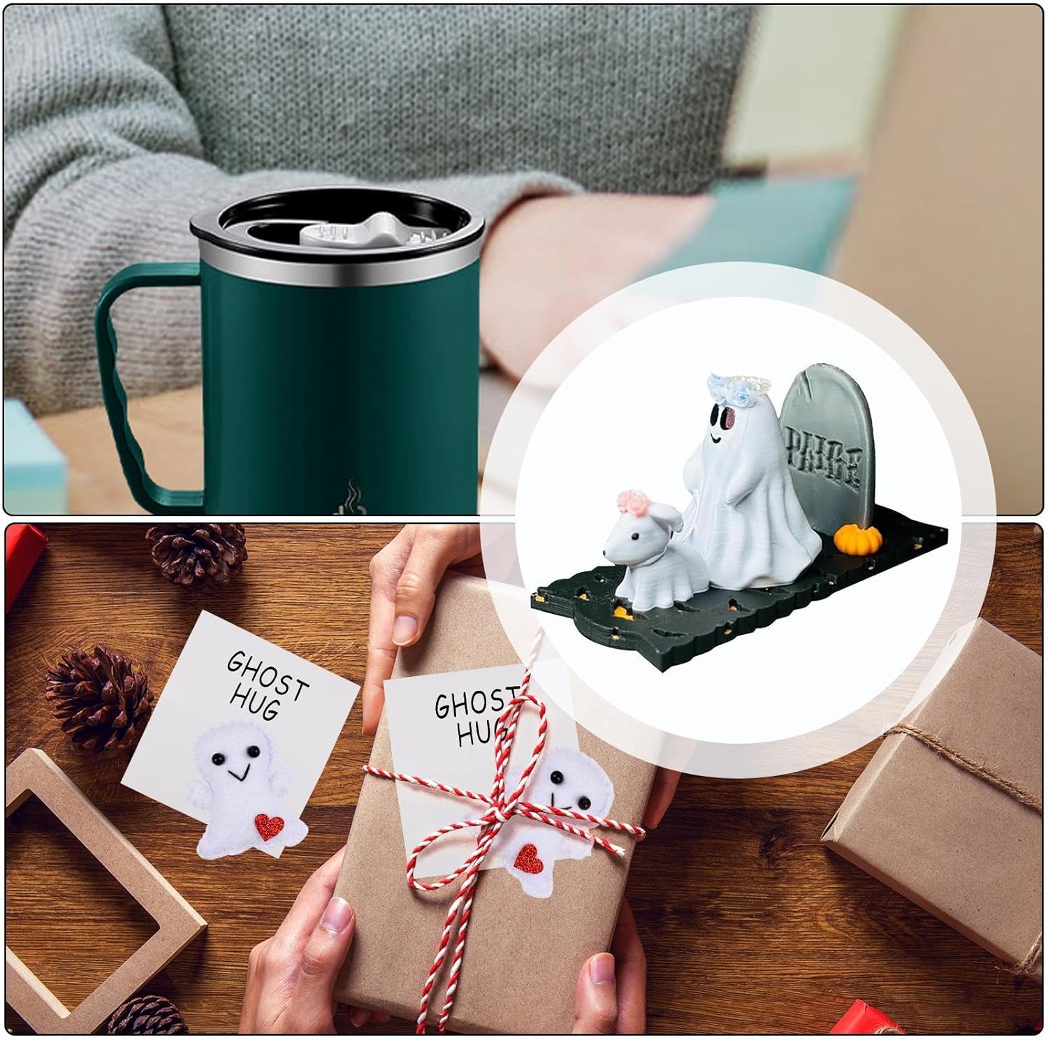 🔥Hot Sale 49% OFF- 👻40oz Lid White Ghost Walking Dog Topper