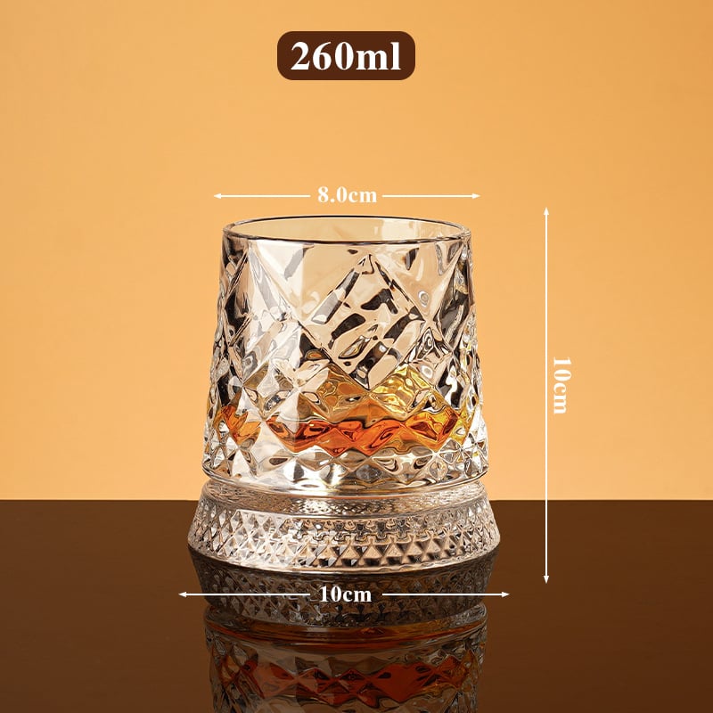 Rotating Crystal Whiskey Tumbler Glass