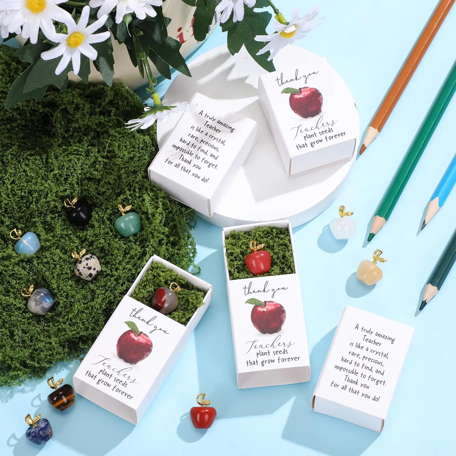 👩‍🏫💖Teacher Appreciation Crystal Apple Gift Set – Bulk 12/24 Packs🍎Ready to gift — no wrapping stress!🎁