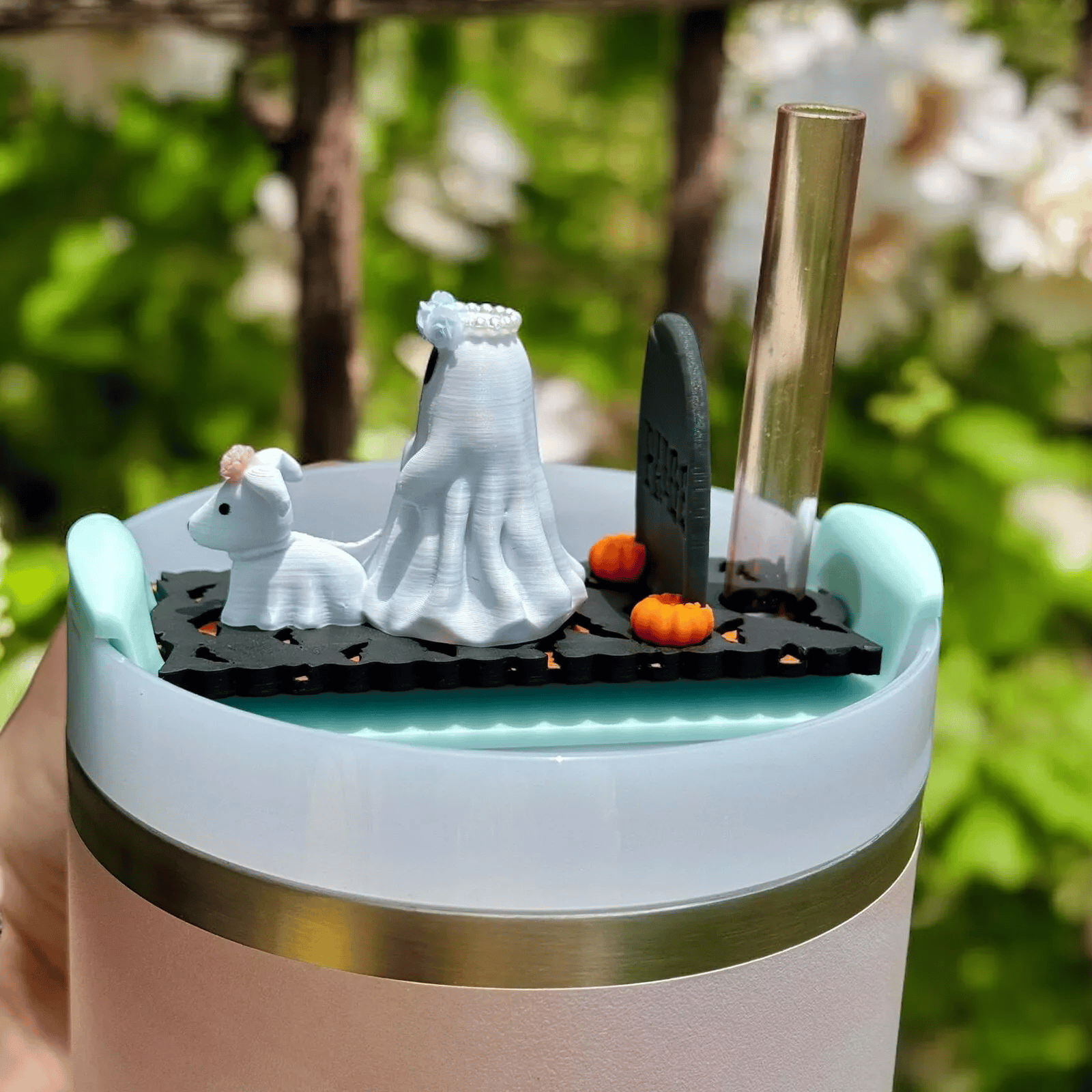 🔥Hot Sale 49% OFF- 👻40oz Lid White Ghost Walking Dog Topper