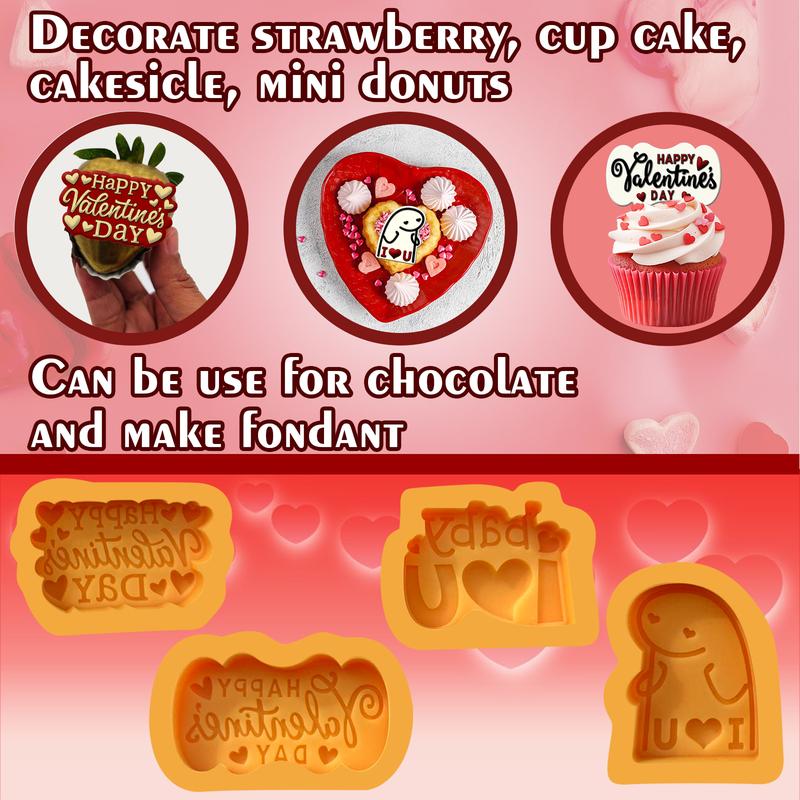 Valentine's Day Flork I Love You 4-Piece Set Food-Grade Non-Toxic Silicone Molds