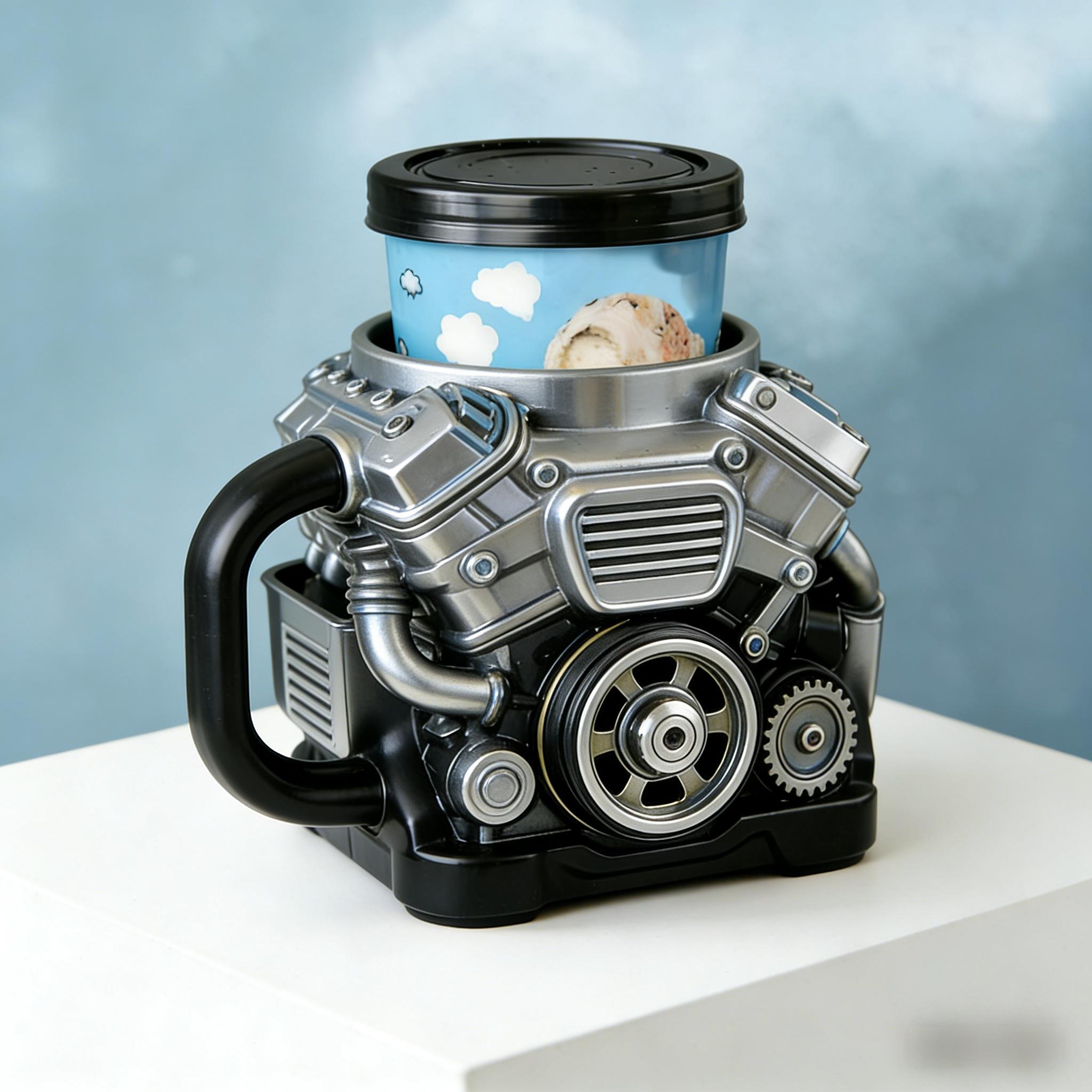 ⚙️ Engine Block Ice Cream Pint Holder — Because Dessert Deserves Horsepower