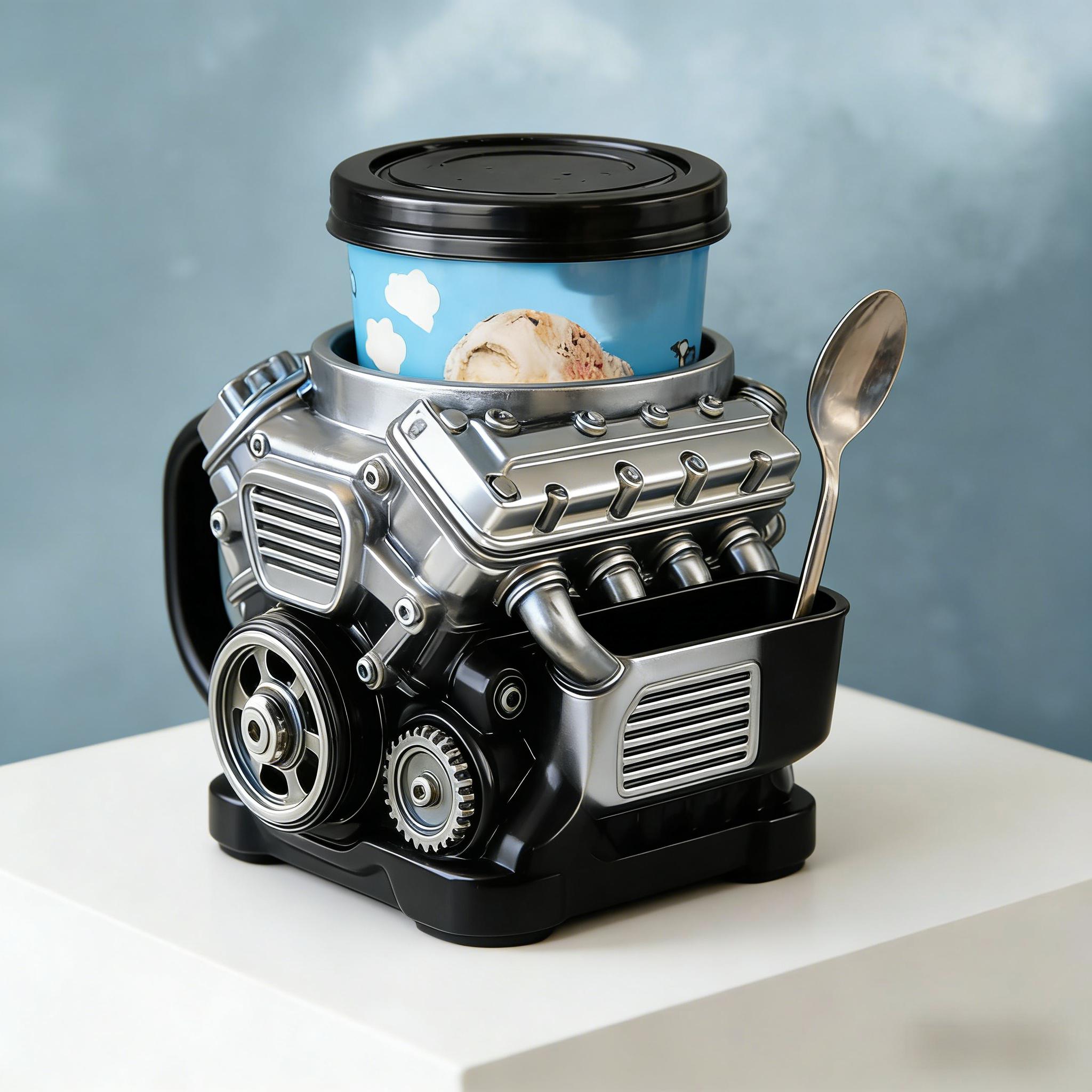 ⚙️ Engine Block Ice Cream Pint Holder — Because Dessert Deserves Horsepower