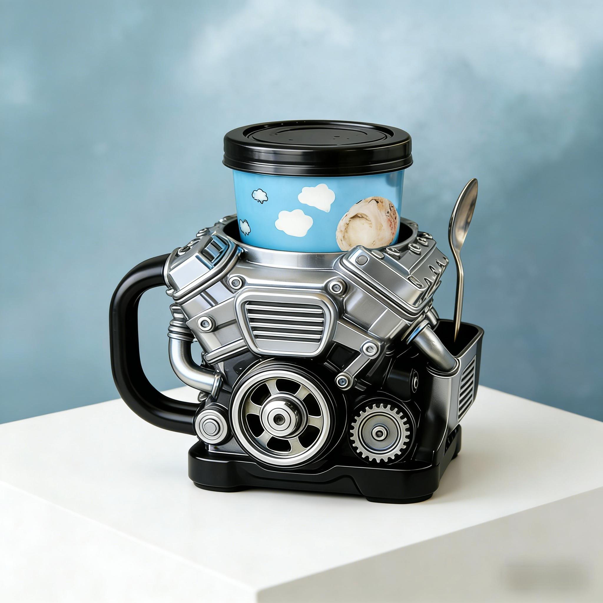 ⚙️ Engine Block Ice Cream Pint Holder — Because Dessert Deserves Horsepower