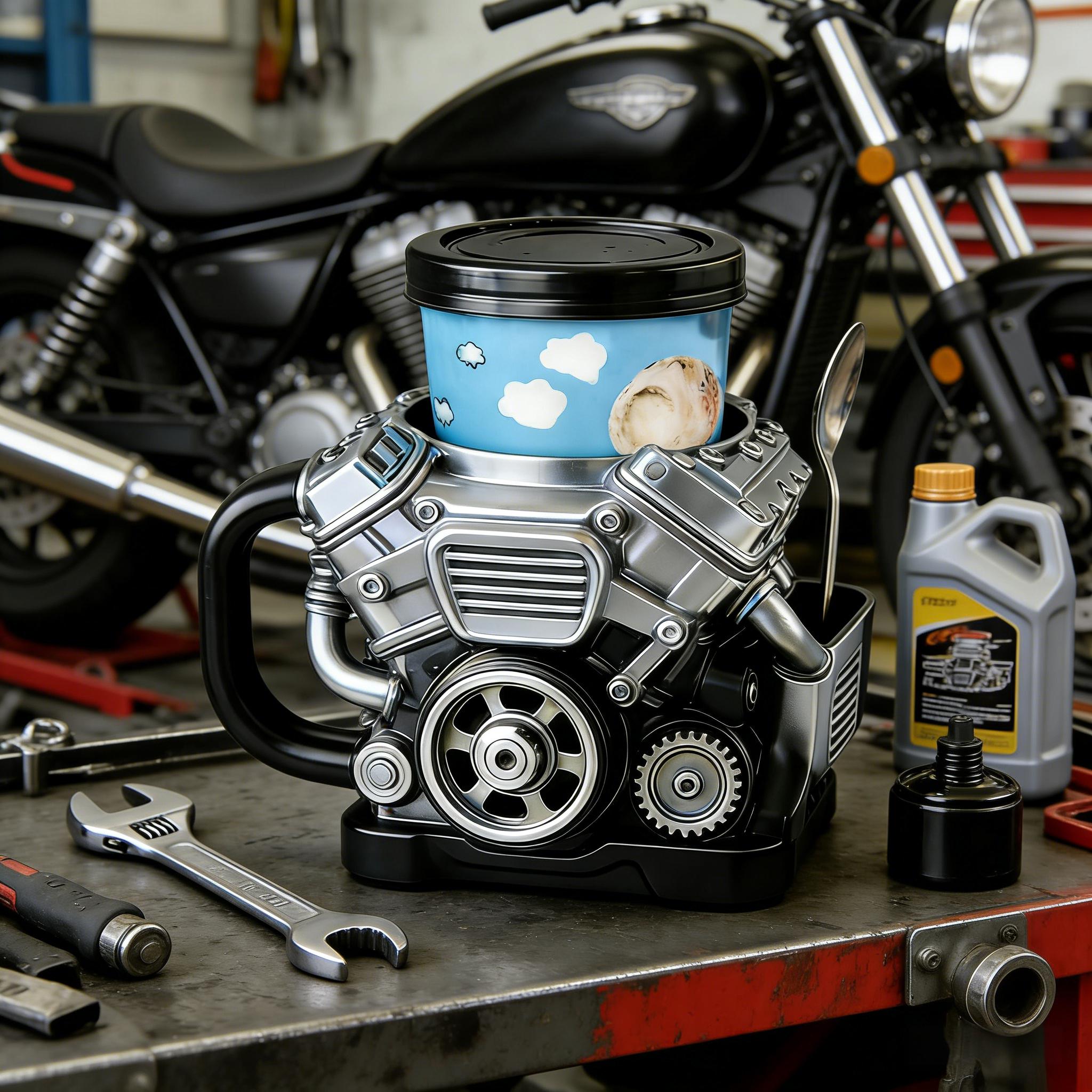 ⚙️ Engine Block Ice Cream Pint Holder — Because Dessert Deserves Horsepower