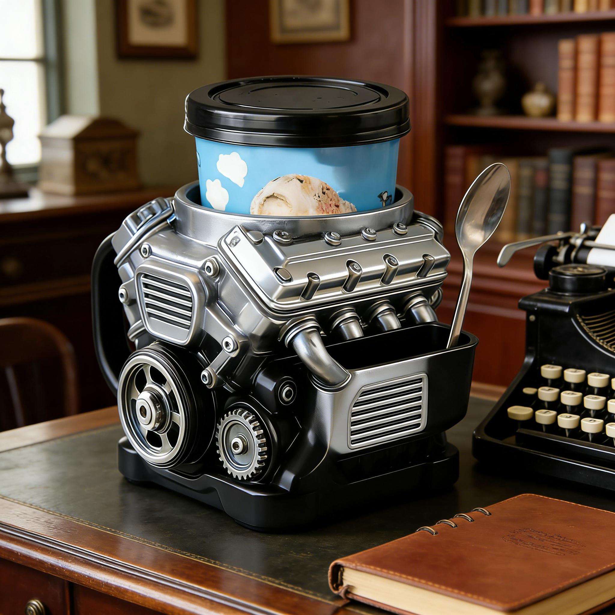 ⚙️ Engine Block Ice Cream Pint Holder — Because Dessert Deserves Horsepower