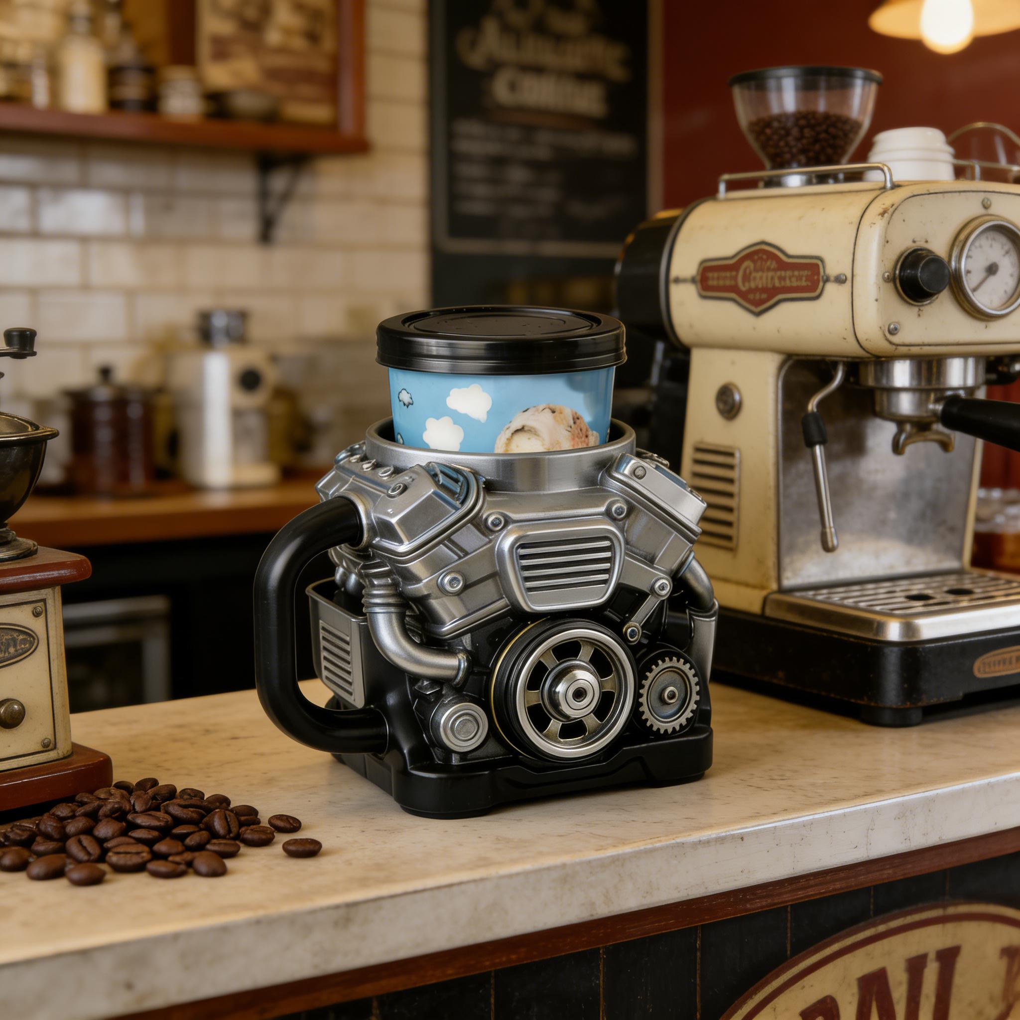 ⚙️ Engine Block Ice Cream Pint Holder — Because Dessert Deserves Horsepower