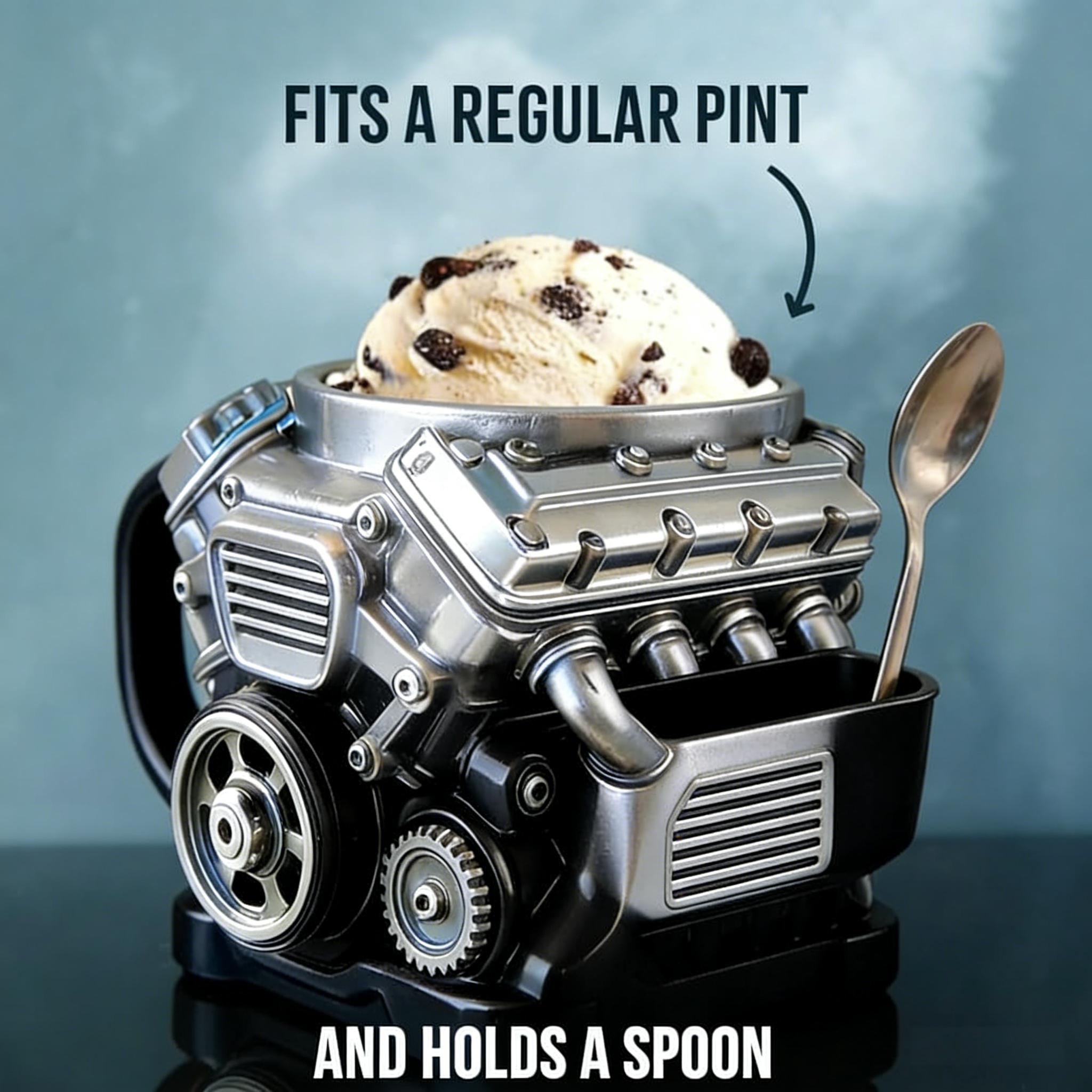⚙️ Engine Block Ice Cream Pint Holder — Because Dessert Deserves Horsepower