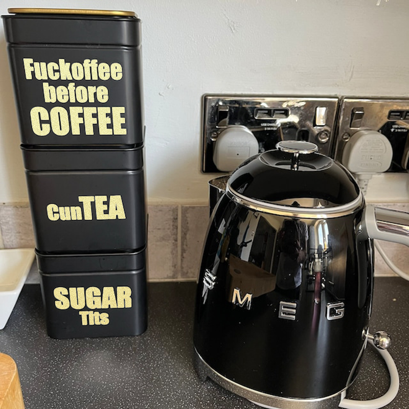 Explicit Tea Coffee Sugar Pots Cannister Novelty Gift