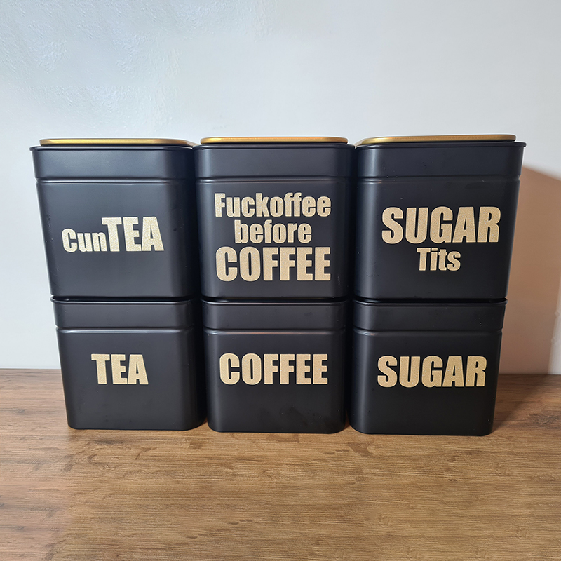 Explicit Tea Coffee Sugar Pots Cannister Novelty Gift