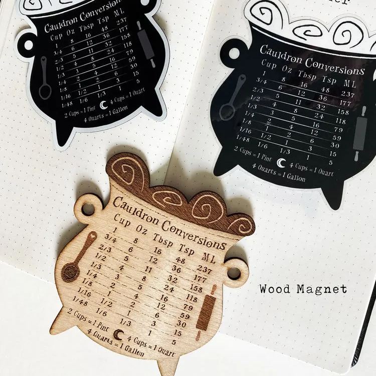Cauldron Conversion Chart Wood Magnet