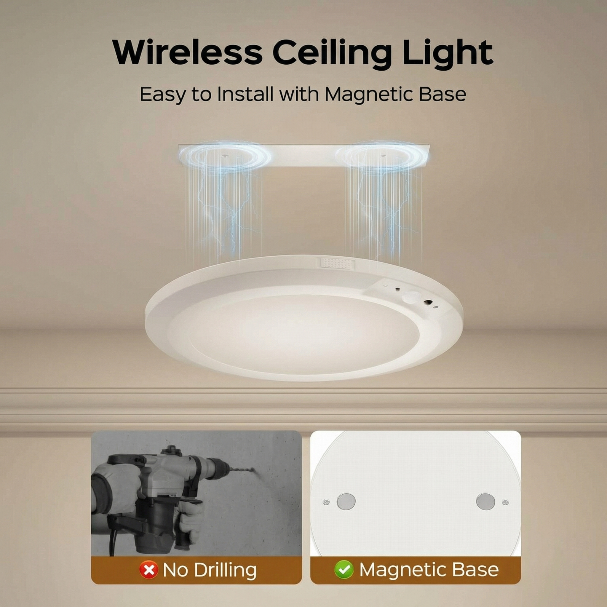 Rechargeable Motion Sensor Ceiling Light with Remote