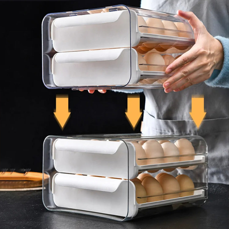 🔥Best Sales🔥 Pull-out food-grade refrigerator egg rack- stacks up to 32 eggs