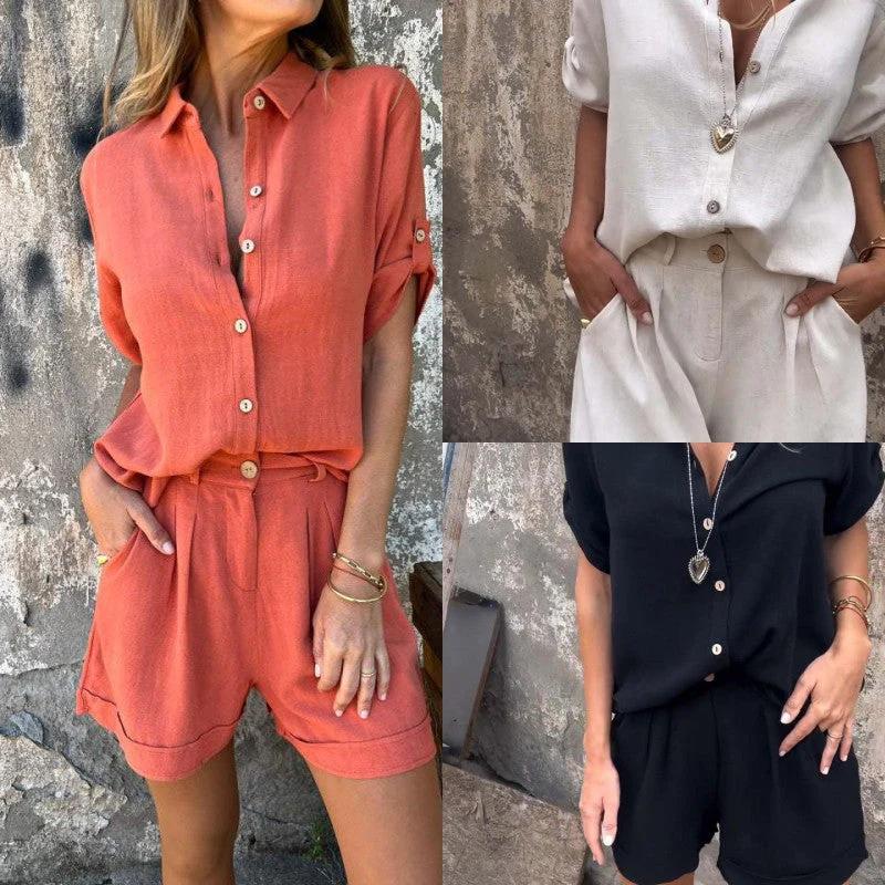 Ежедневен и удобен комплект от две части от памук и лен