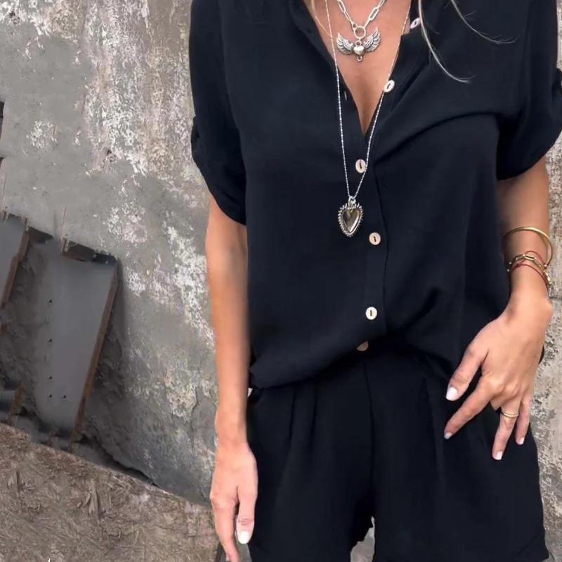 Ежедневен и удобен комплект от две части от памук и лен