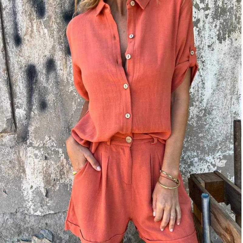 Ежедневен и удобен комплект от две части от памук и лен