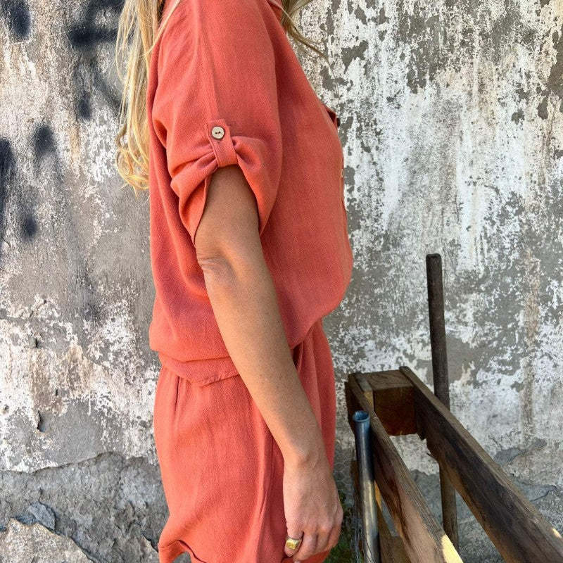 Ежедневен и удобен комплект от две части от памук и лен