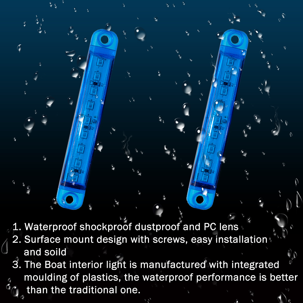 UCINNOVATE Marine Boat Lights, Waterproof Utility Blue Led Interior Lights, Boat Deck Courtesy Transom Cockpit Light for Yacht Fishing Pontoon Boat Sailboat Kayak Bass Boat Vessel (12V)