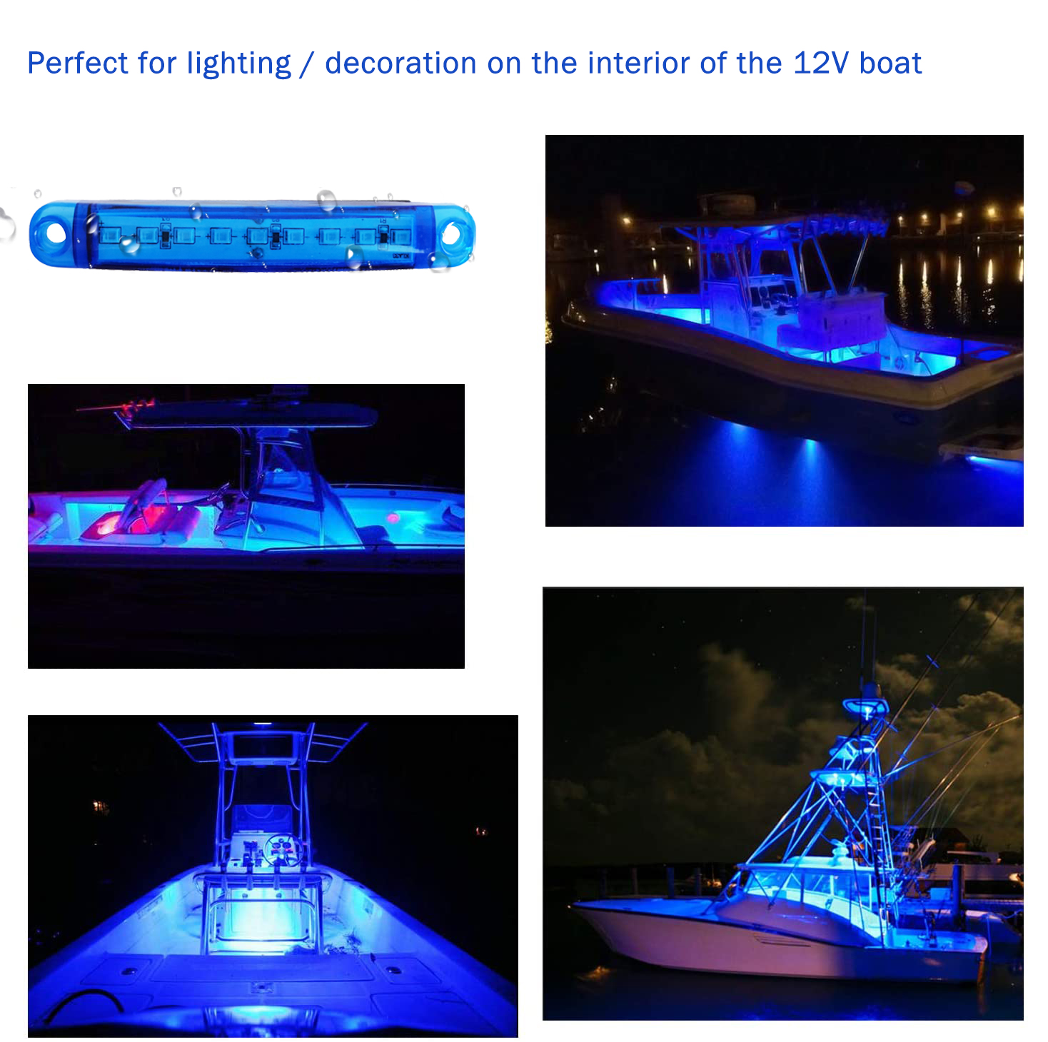 UCINNOVATE Marine Boat Lights, Waterproof Utility Blue Led Interior Lights, Boat Deck Courtesy Transom Cockpit Light for Yacht Fishing Pontoon Boat Sailboat Kayak Bass Boat Vessel (12V)